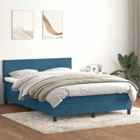 Boxspring met matras fluweel donkerblauw 160x210 cm