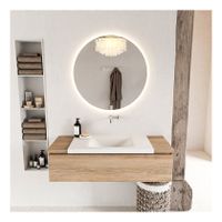 Mondiaz Bukla 120cm badmeubel onderkast kleur washed oak met 1 lade wastafel midden zonder kraangat kleur talc