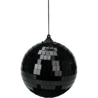 Christmas Decoration disco kerstbal - 1x st - zwart - 10 cm - kunststof - Kerstbal - thumbnail