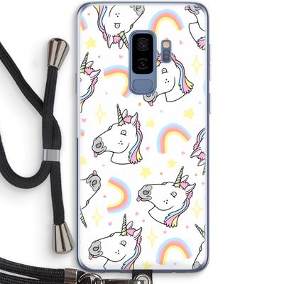 Rainbow Unicorn: Samsung Galaxy S9 Plus Transparant Hoesje met koord