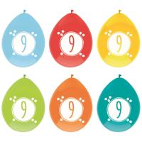 Haza party Ballonnen - 9 jaar - leeftijd verjaardag - 6x stuks - 30 cm - versiering - feestartikele