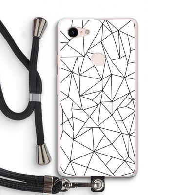 Geometrische lijnen zwart: Pixel 3 XL Transparant Hoesje met koord