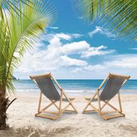 Ligstoel Inklapbaar Zonnestoel van Bamboe Strandstoel met Verstelbare Rugleuning tot 150 kg Belastbaar Ideaal voor Tuin Terras Strand