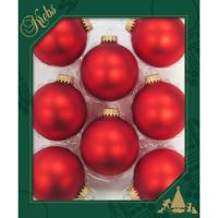 Krebs Kerstballen - 8 stuks - vuurrood - glas - 7 cm - luxe glazen kerstballen - kerstversiering