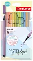 STABILO Pen 68 viltstift Medium Beige, Blauw, Groen, Lichtgroen, Oranje, Pastel, Perzik, Violet, Geel 12 stuk(s) - thumbnail