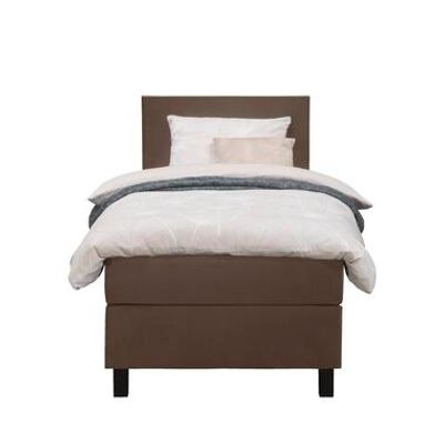 Boxspring Liv egaal - bruin - 90x200 cm - vierkante poot - Leen Bakker