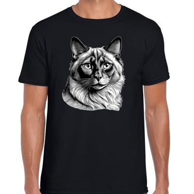 Cadeau/verkleed T-shirt heren - zwart - Balinees kat/poes - kattenliefhebber Cadeau/verkleed T-shirt heren - zwart - Balinees kat/poes - kattenliefhebber
