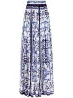 Dolce & Gabbana jupe longue en chiffon à imprimé Majolica - Bleu