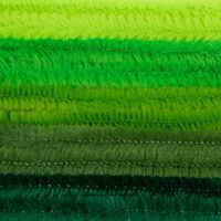 Chenilledraad - 20x - groene tinten - 8 mm x 50 cm - hobby/knutsel materialen - thumbnail