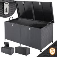 Tuinbox Polyrotan Kussenbox Zwart 150x77x73cm met Wielen