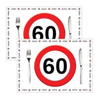Placemat 60 jaar - 20x stuks - 42 x 30 cm - 90g - papier - verjaardag - jubileum