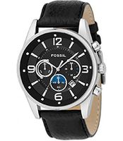 Horlogeband Fossil FS4387 Leder Zwart 24mm
