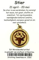 Sterrenbeeld Stier Olijfhout (3 cm)