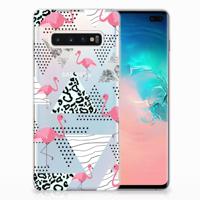 Samsung Galaxy S10 Plus | TPU Hoesje | Flamingo Triangle