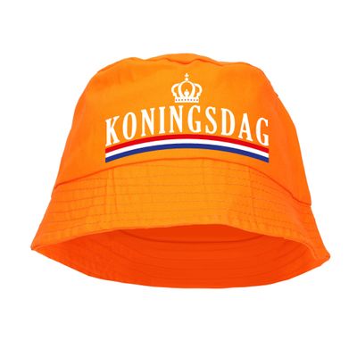 Koningsdag bucket hat / zonnehoedje oranje voor dames en heren