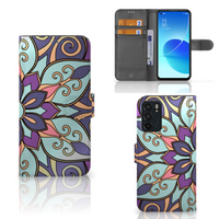 OPPO Reno6 5G Hoesje Purple Flower - thumbnail