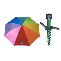 Parasol met dikke grondharing - kleurenmix - polyester - Dia 180 cm - voor het strand - Zomers