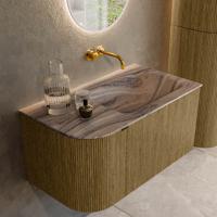 Badmeubel Mondiaz Kurve-Dlux | 85 cm | Meubelkleur Dusk | Wastafelkleur Sombra | Solid surface | Wasbak rechter zijde spoelbak | Zonder kraangat(en) Badmeubel Mondiaz Kurve-Dlux | 85 cm | Meubelkleur Dusk | Wastafelkleur Sombra | Solid surface | Wasbak rechter zijde spoelbak | Zonder kraangat(en)