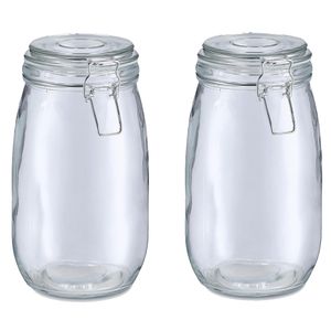 Weckpot/inmaakpot Alfie - 2x - 1.4L - glas - beugelsluiting - D11 x H22 cm