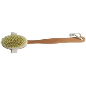 Bad/douche scrub borstel - hout - 42 cm - ophanglus - afneembare borstel