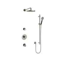 Hotbath Cobber - Inbouw Regendoucheset - Geborsteld Nikkel - 2 Stopkranen - Thermostatisch - Wandarm 38.5 cm - Hoofddouche 200 mm - Ronde Handdouche 3 Standen - Glijstang 900 mm - Waterbesparend