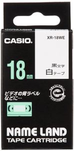 Huismerk Casio XR-18WE Labeltape 18mm Zwart op Wit