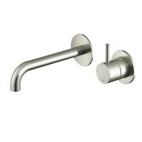 Hotbath Archie - Wastafelmengkraan - zonder Waste - Laag - Geborsteld Nikkel - Inbouw - Roestvrijstaal - V01