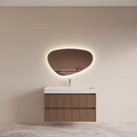 Badmeubelset BWS Riga Met Lako Wastafel Wit 100 cm Donker Eiken Japandi