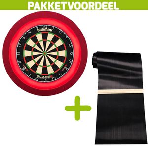 Winmau Blade 6 +  Dartmat 90*300 incl oche + Dartbordverlichting Deluxe Rood