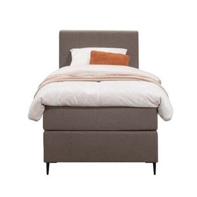 Boxspring Liv geblokt - donkerbruin - 90x200 cm - slanke poot - Leen Bakker
