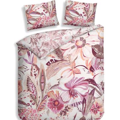 Dekbedovertrek Kina - Lits-Jumeaux XL (260x200 cm) - Wit Katoen-satijn - Dessin: Bloemen - Heckett Lane - Dekbed-Discounter.nl