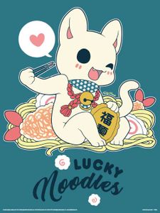 Tasty Peach Lucky Noodles Art Print 30x40cm