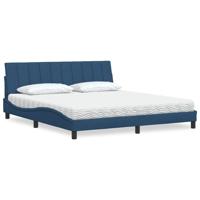 Bed met matras "Hanko" stof blauw 180x200 cm