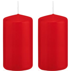 2x Kaarsen rood 6 x 12 cm 40 branduren sfeerkaarsen   -