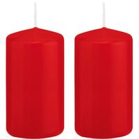 2x Kaarsen rood 6 x 12 cm 40 branduren sfeerkaarsen   - - thumbnail
