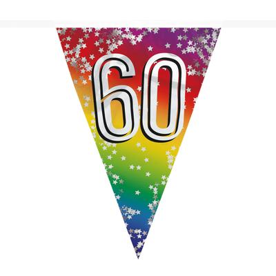 Boland vlaggenlijn 60 jaar - versiering - vlaggetjes slinger - 6 meter - Glitter folie
