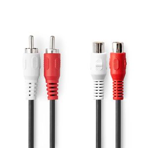 Nedis Stereo-Audiokabel | 2x RCA Male | 2x RCA Female | 2 m | 1 stuks - CAGB24205BK20 CAGB24205BK20