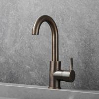 Wastafelkraan SaniClear Antique | Opbouw | Draaibare uitloop | Mengkraan | Hoog model | 1-hendel | Rond | Verouderd messing