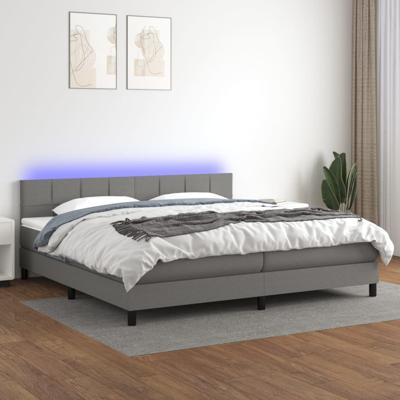 Boxspring met matras en LED stof donkergrijs 200x200 cm