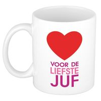 Cadeau mok / beker voor de liefste juf 300 ml   - - thumbnail