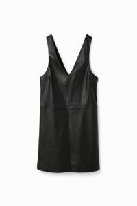 Leatherlook overgooier jurk - BLACK - XS