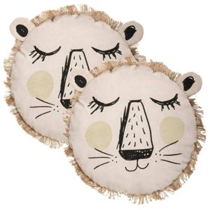 Dieren sierkussen kinderkamer - 2x - leeuw - 38 cm - polyester