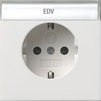 Gira F100 wandcontactdoos met randaarde, tekstkader en KBV zuiverwit glanzend
