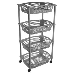 Keuken opberg trolleys/roltafels met 4 manden 86 cm donkergrijs