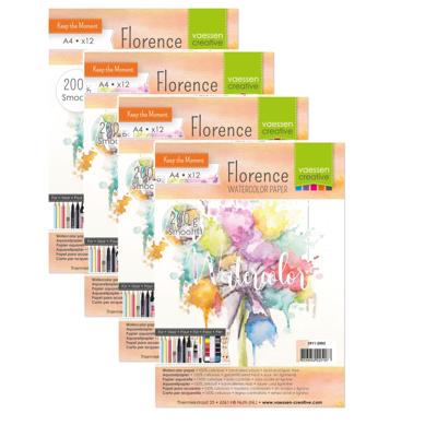 Schetsboek - 4x - aquarel papier - A4 formaat - 21 x 30 cm - 12 vellen - 200 gram