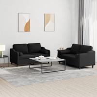 2-delige Loungeset met kussens stof zwart