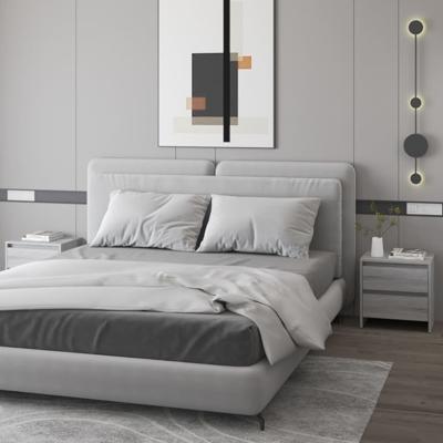 Nachtkastjes 2st 45x34,5x44,5cm bewerkt hout grijs sonoma eiken