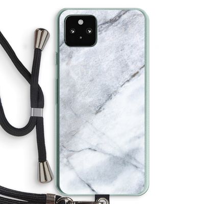 Witte marmer: Pixel 5a 5G Transparant Hoesje met koord