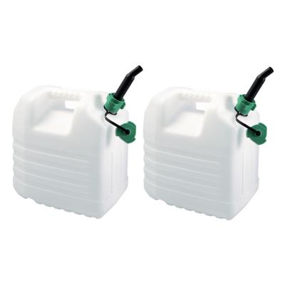 Jerrycan voor brandstof - 2x stuks - 20 liter - L35 x B23 x H37 cm - kunststof - met schenktuit