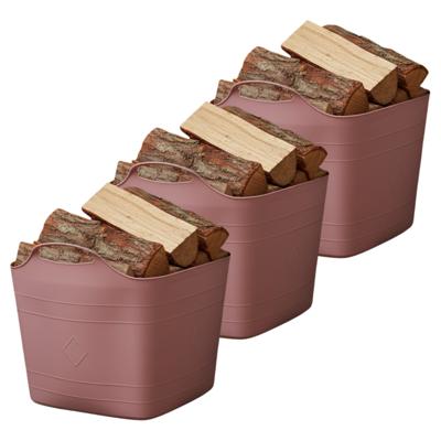 Excellent houseware Flexibele kuip / emmer - 3x - roze - 25 l - kunststof - 40 x 35 cm